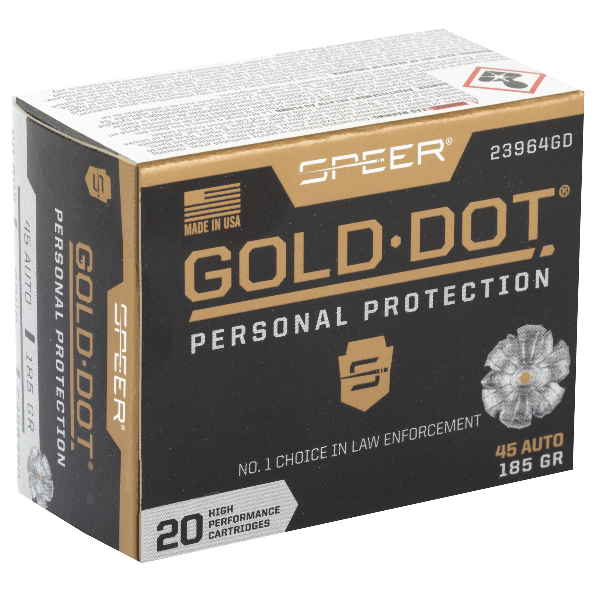 Speer Gold Dot 45 ACP 185gr – Reliable Personal Defense Ammo, 20 Rounds 4 Speer Gold Dot 45 ACP 185gr – Reliable Personal Defense Ammo, 20 Rounds - Image 4