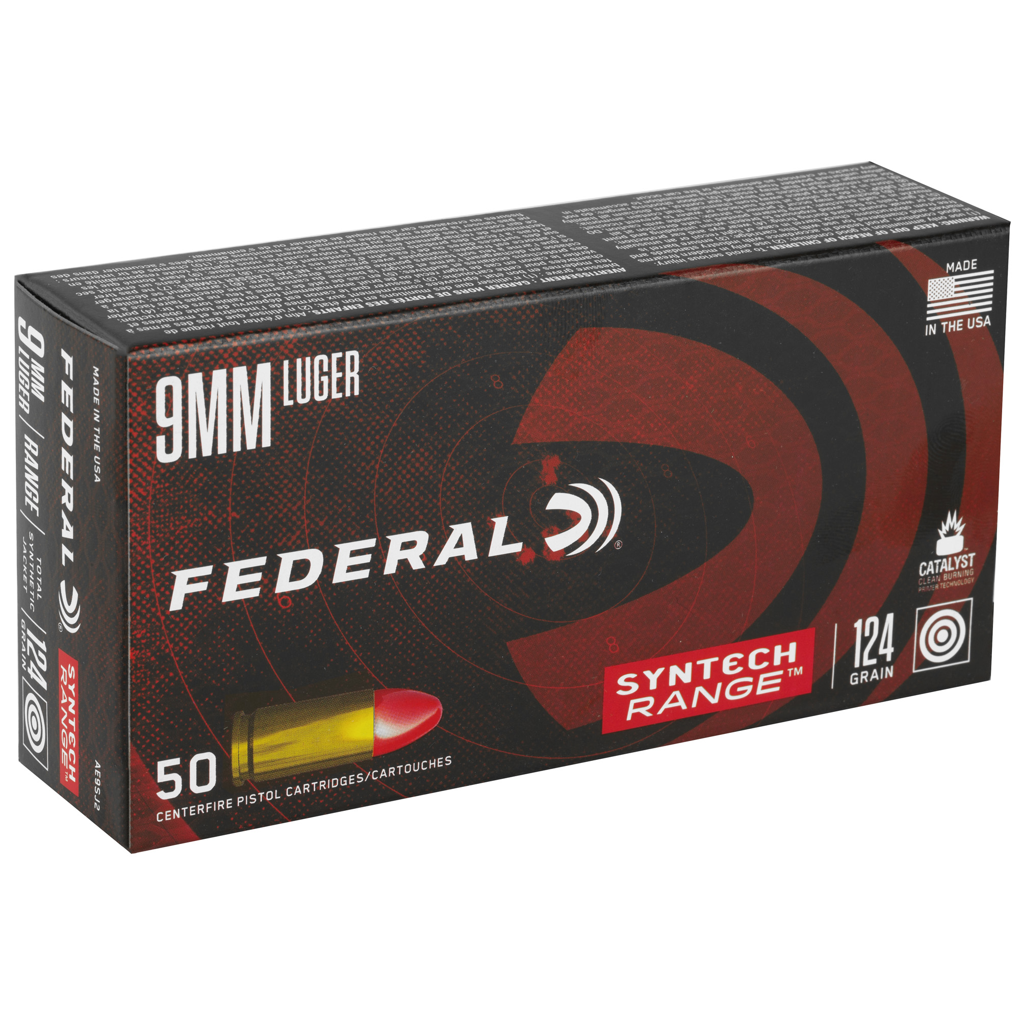 Federal 9mm 124gr Syntech – Proven 9mm Luger Range Ammo, 1110 fps, 50 Rounds 2 Federal 9mm 124gr Syntech – Proven 9mm Luger Range Ammo, 1110 fps, 50 Rounds - Image 2