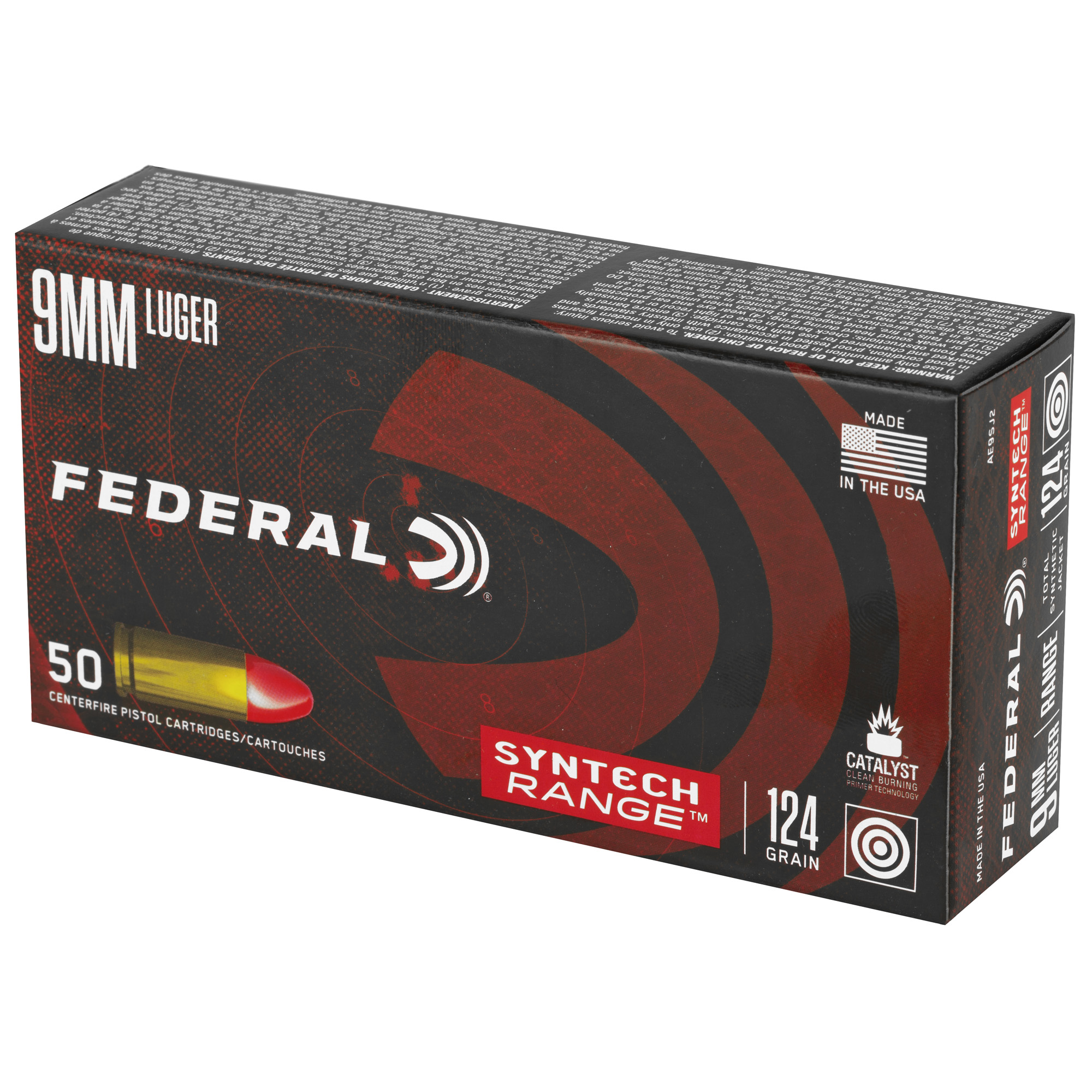 Federal 9mm 124gr Syntech – Proven 9mm Luger Range Ammo, 1110 fps, 50 Rounds 3 Federal 9mm 124gr Syntech – Proven 9mm Luger Range Ammo, 1110 fps, 50 Rounds - Image 3