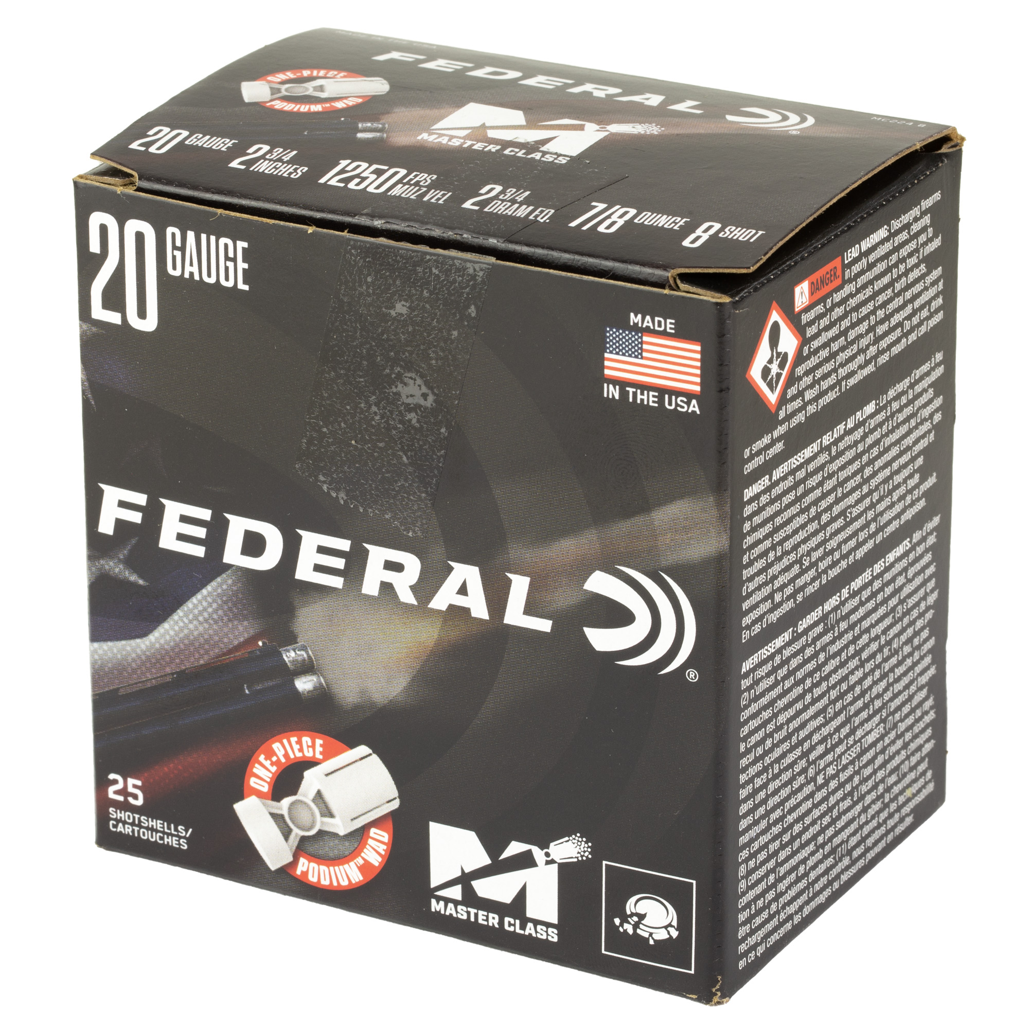 Federal 20 ga 7/8oz #8 Master Class – Proven 20 Gauge Target Loads, 1250 fps, 25 Rounds 3 Federal 20 ga 7/8oz #8 Master Class – Proven 20 Gauge Target Loads, 1250 fps, 25 Rounds - Image 3