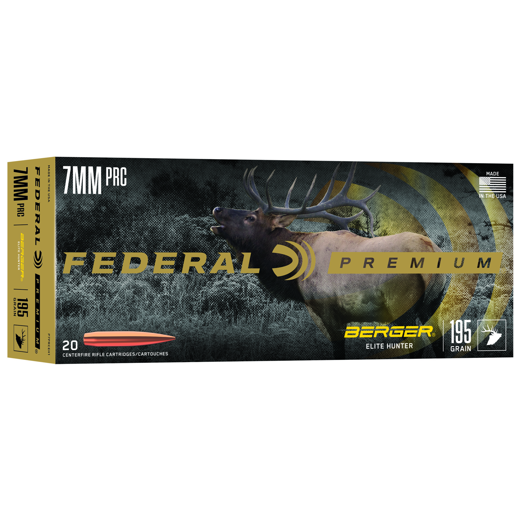 Federal 7mm PRC 195gr Berger Elite Hunter – Proven 7mm PRC Long Range Hunting Ammo, 2760 fps, 20 Rounds