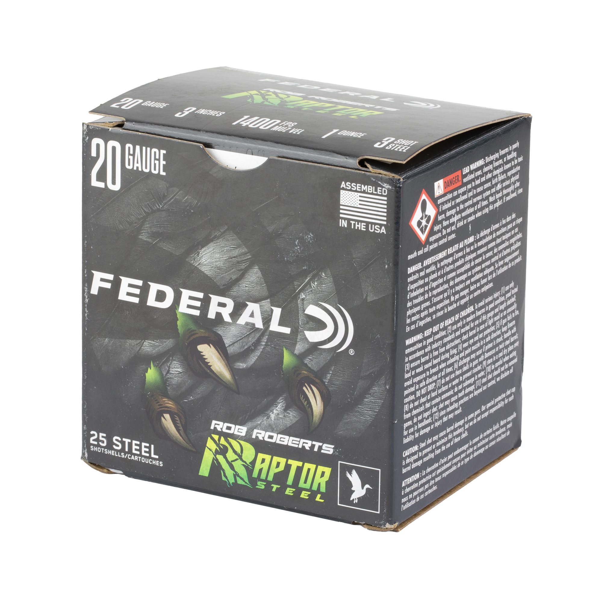 Federal 20 ga 1oz #3 Raptor Steel – Powerful 20 Gauge Waterfowl Loads, 1400 fps, 25 Rounds 3 Federal 20 ga 1oz #3 Raptor Steel – Powerful 20 Gauge Waterfowl Loads, 1400 fps, 25 Rounds - Image 3