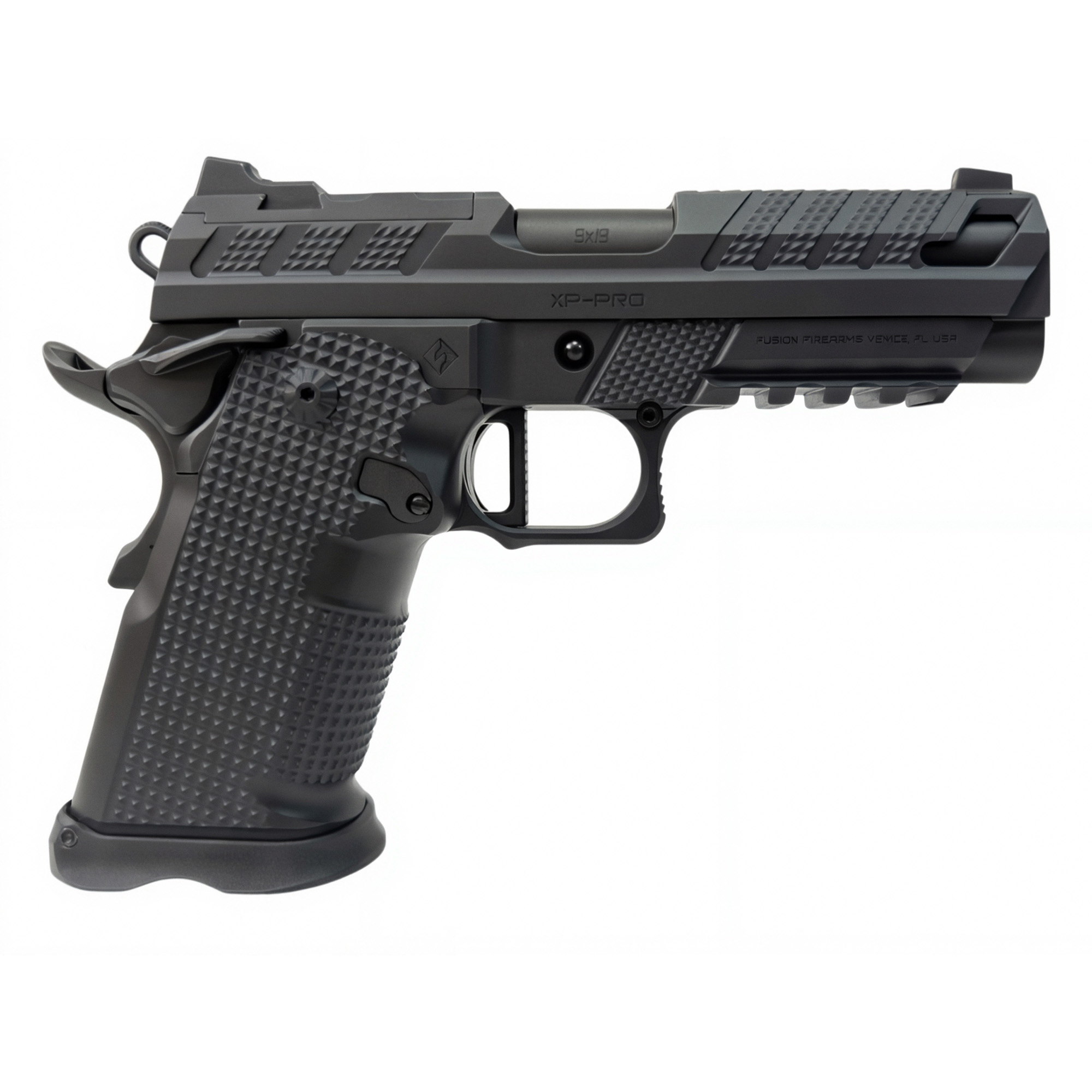 Fusion Firearms XP V2 Semi-Auto Pistol - 9mm Luger, 4" Barrel, 17 Rounds, Tenifer Finish, Black