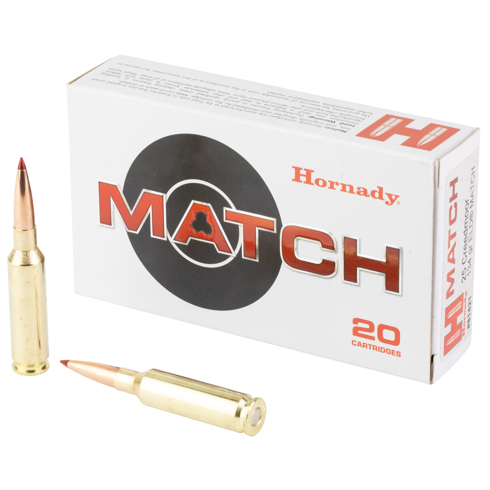 Hornady 25 Creedmoor 134gr ELD Match – Proven 25 Creedmoor Match Ammo, 2800 fps, 20 Rounds