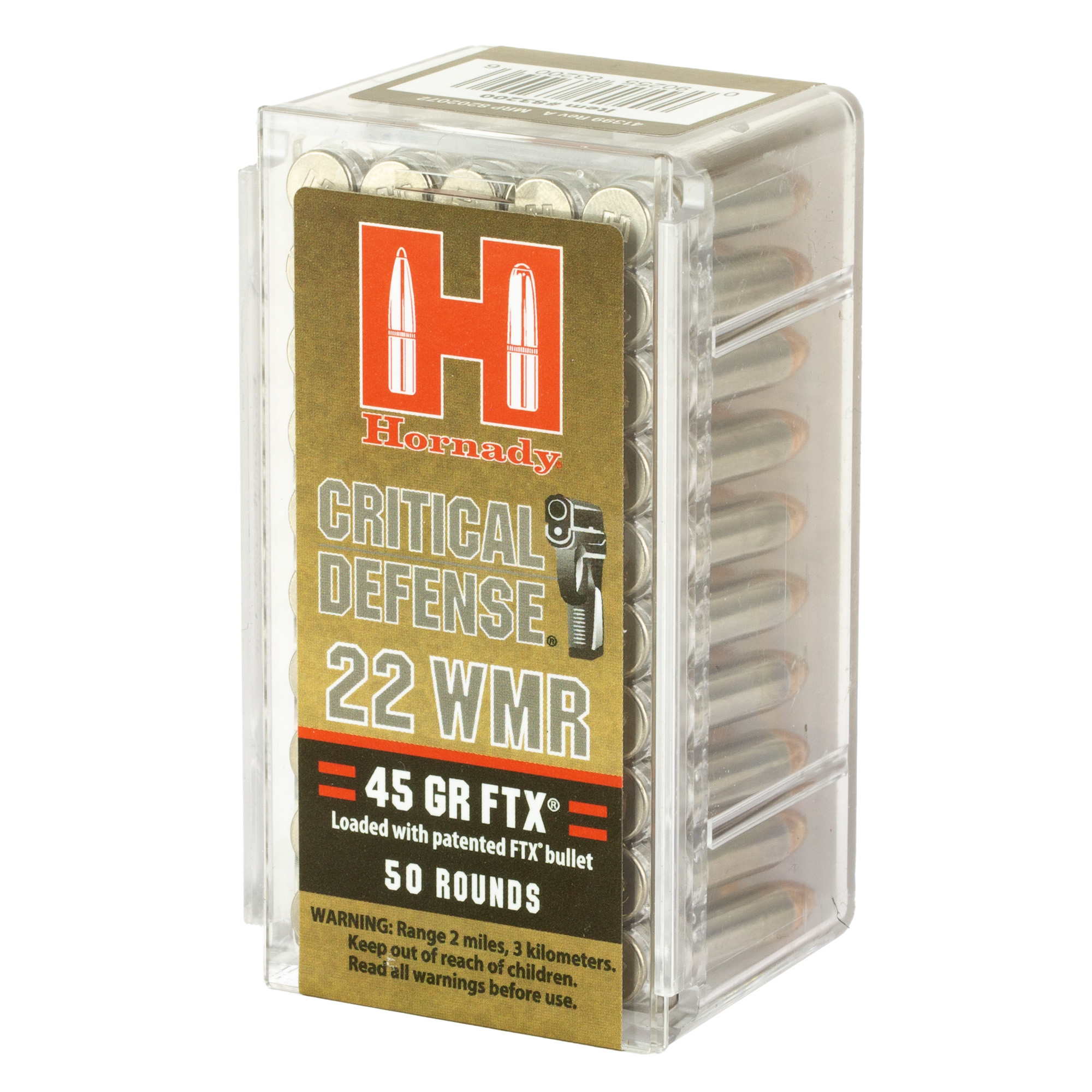 Hornady 22 WMR 45gr FTX Critical Defense – Proven .22 WMR Self-Defense Ammo, 1000 fps, 50 Rounds 3 Hornady 22 WMR 45gr FTX Critical Defense – Proven .22 WMR Self-Defense Ammo, 1000 fps, 50 Rounds - Image 3