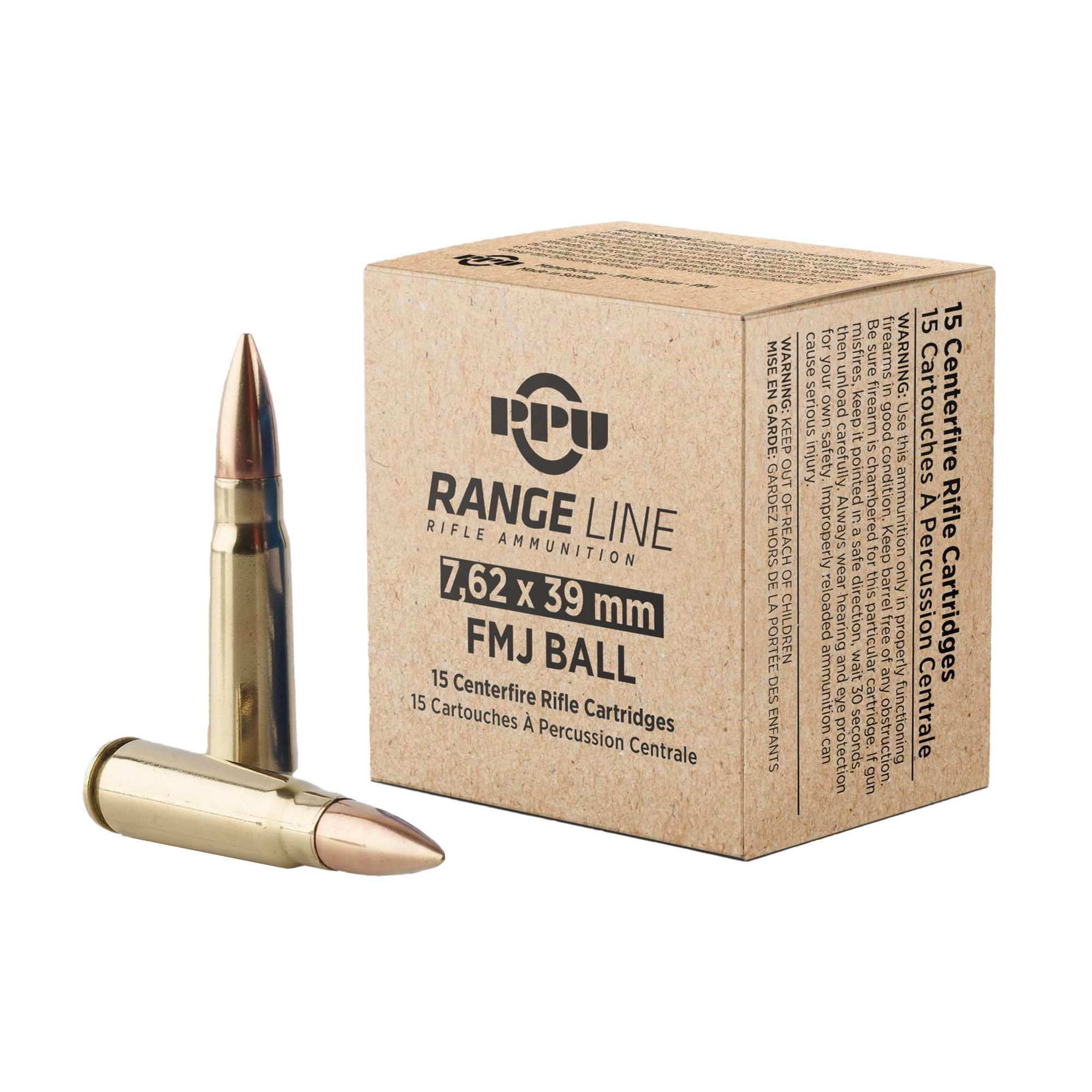 PPU RangeLine 7.62x39 123gr FMJ 15-Round Box - image 2 of 5