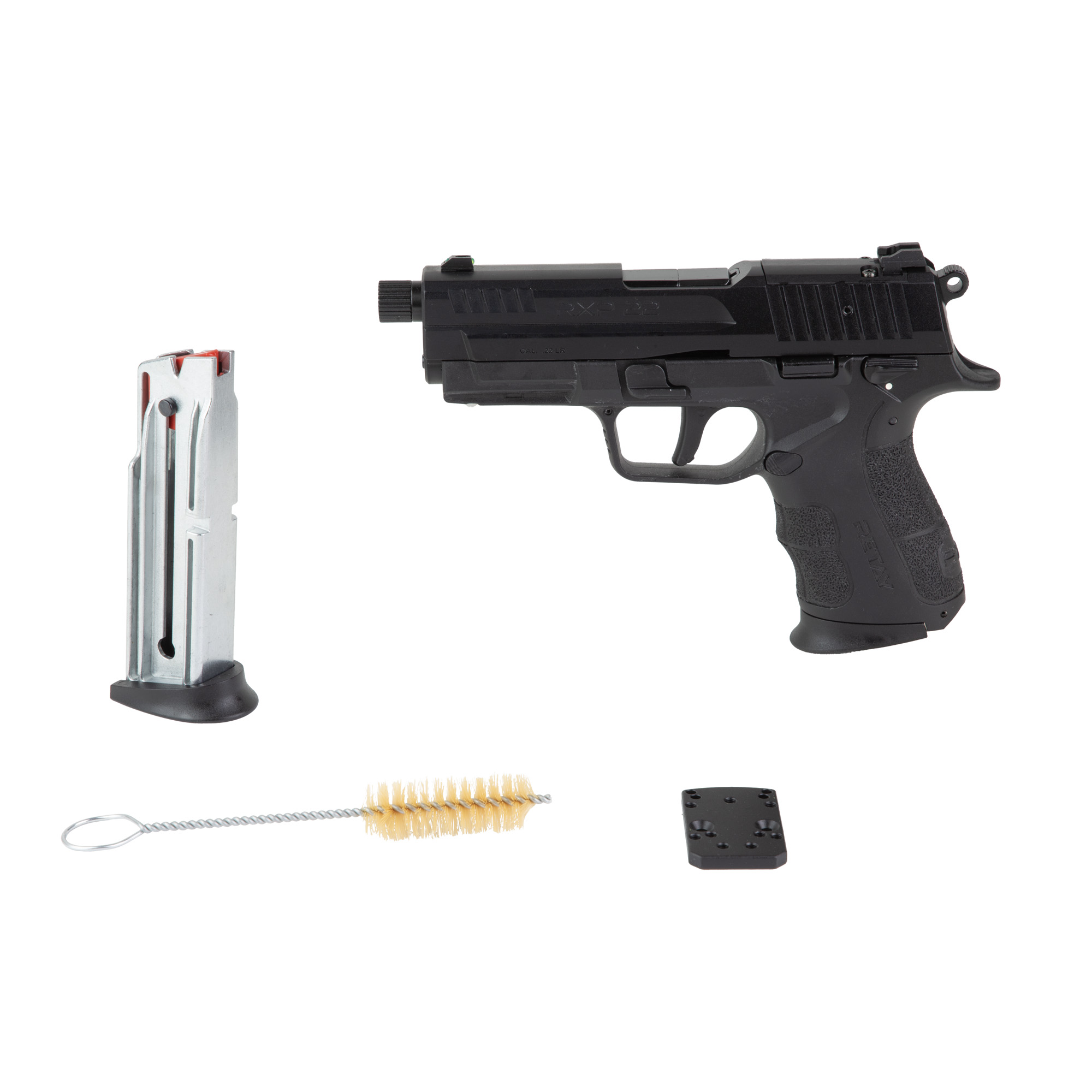 Retay RXP22 22 LR 4" Threaded Barrel Semi-Auto Pistol with Fiber Optic Sights, 10 Rounds, 2 Magazines, Black