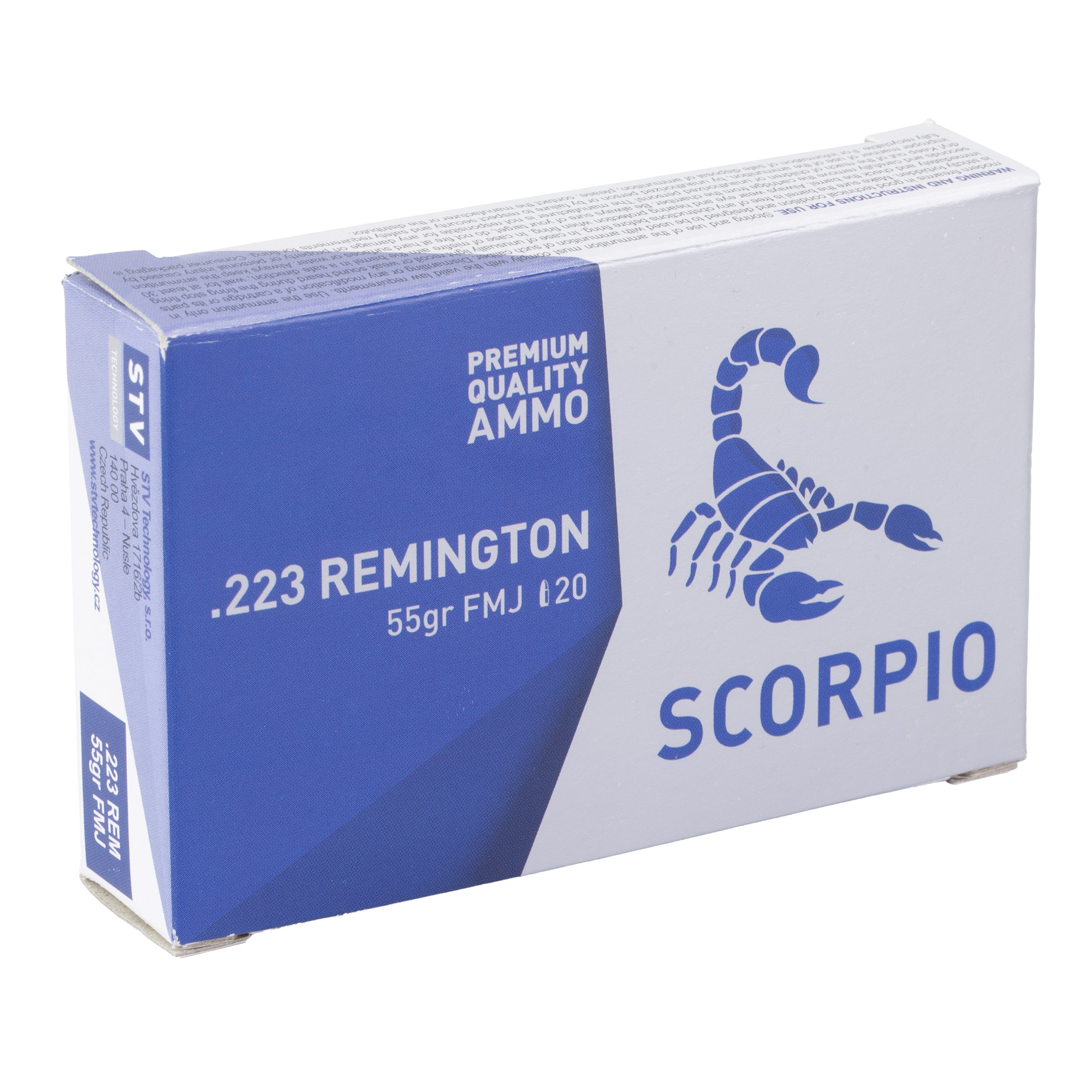 STV Technology, Scorpio Ammo Full Brass Case 223 Rem, 55 Gr, FMJ, 20rd 5.56-img-2
