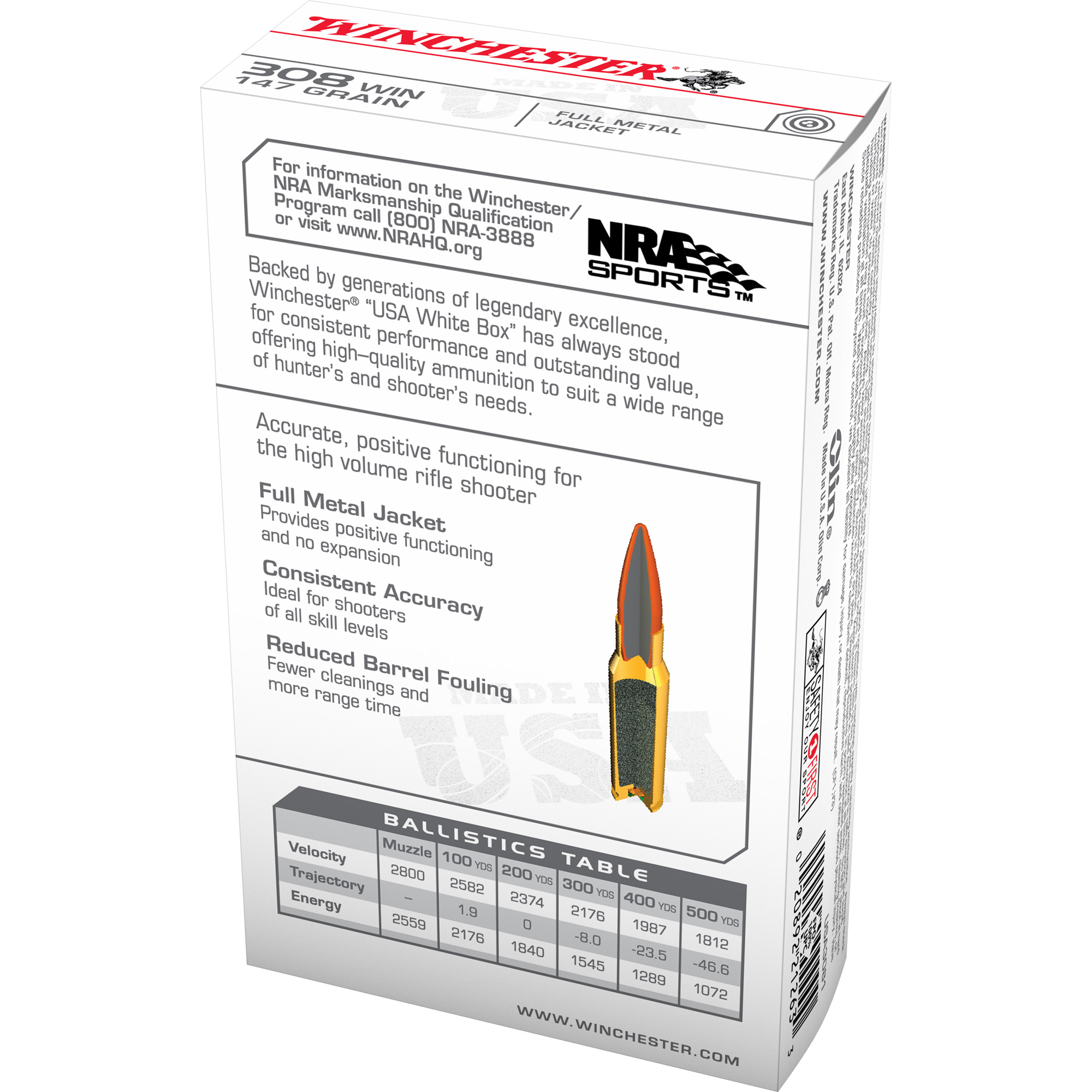 Winchester USA 308 Win 147gr – Consistent Range Ammo, 20 Rounds 4 Winchester USA 308 Win 147gr – Consistent Range Ammo, 20 Rounds - Image 4