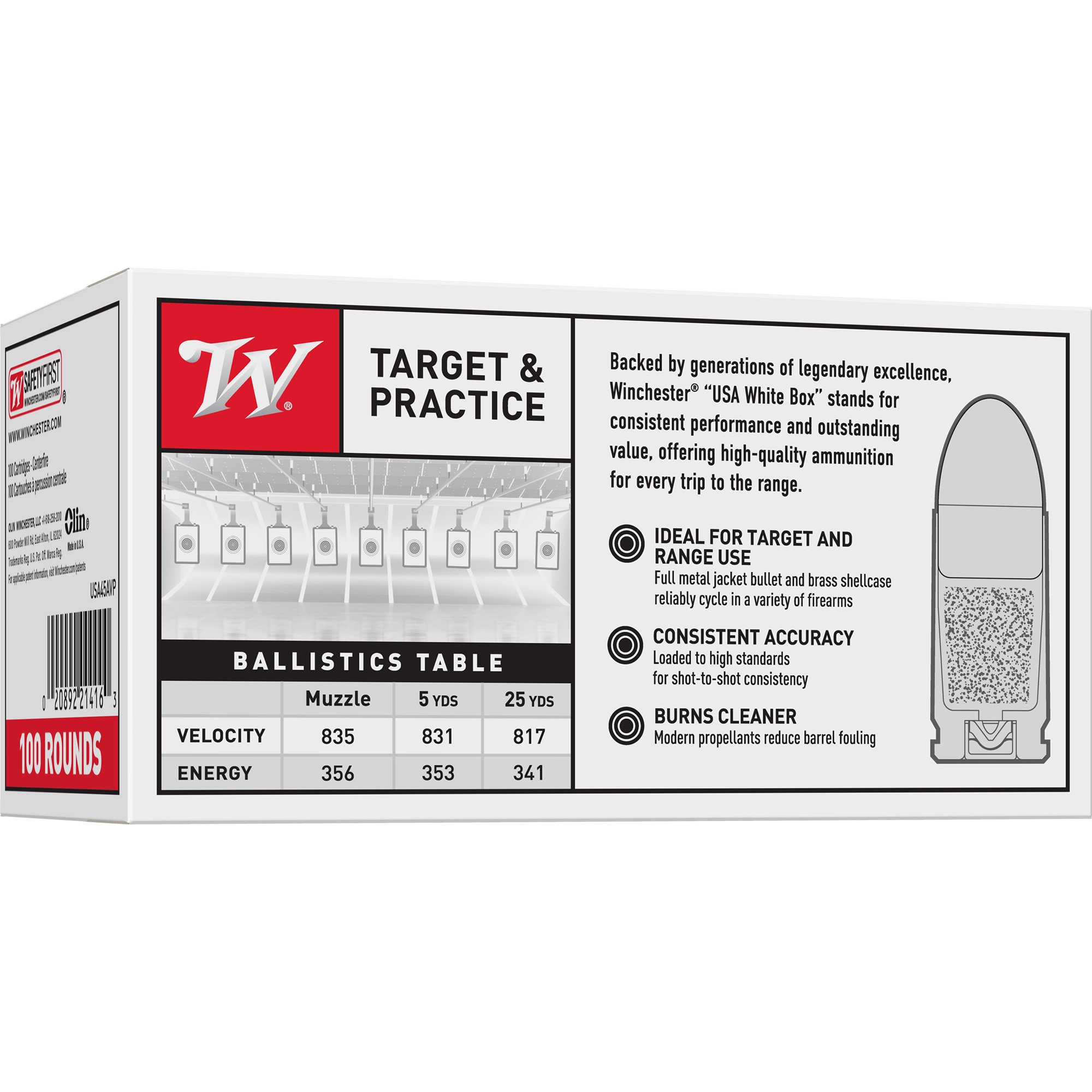 Winchester USA Value Pack 45 ACP 230gr – Consistent Range Ammo, 100 Rounds 4 Winchester USA Value Pack 45 ACP 230gr – Consistent Range Ammo, 100 Rounds - Image 4