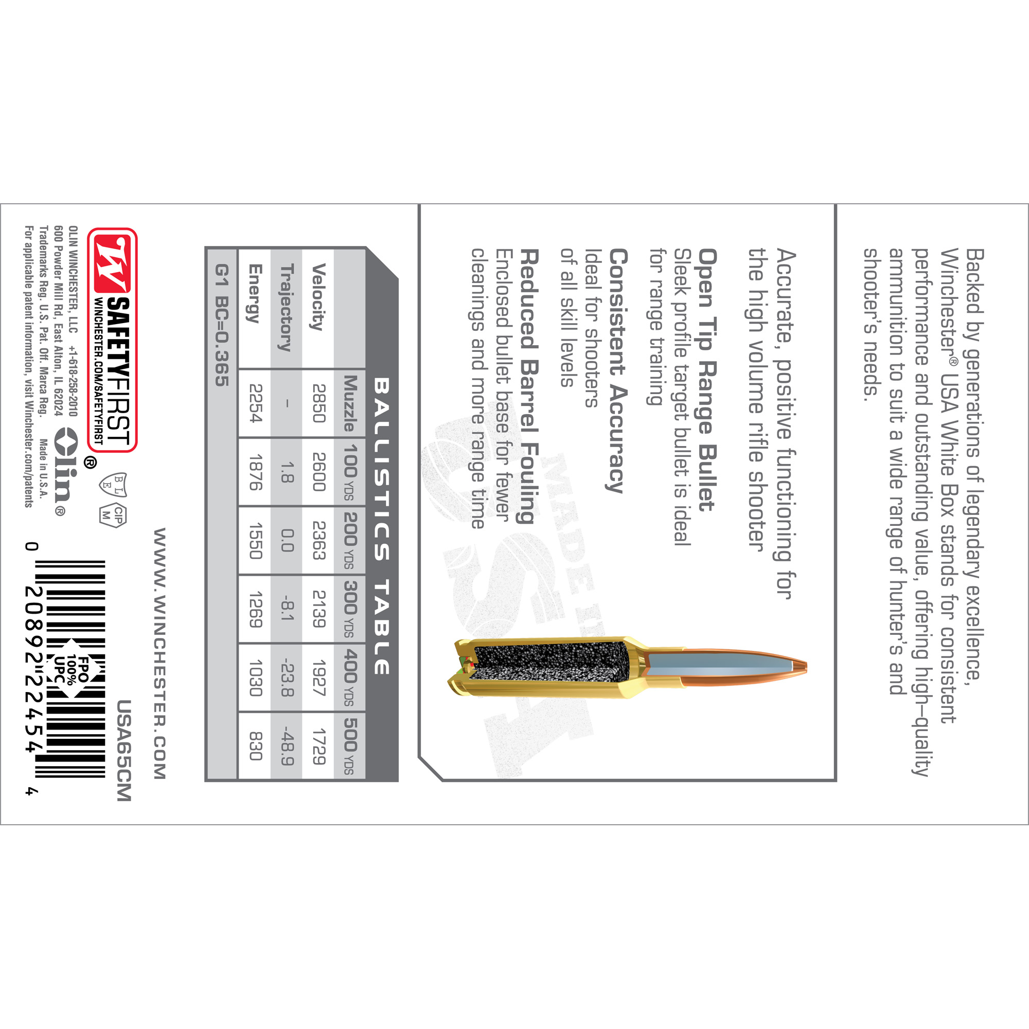 Winchester USA 6.5 CM 125gr – Superb Match Ammo, 20 Rounds 4 Winchester USA 6.5 CM 125gr – Superb Match Ammo, 20 Rounds - Image 4