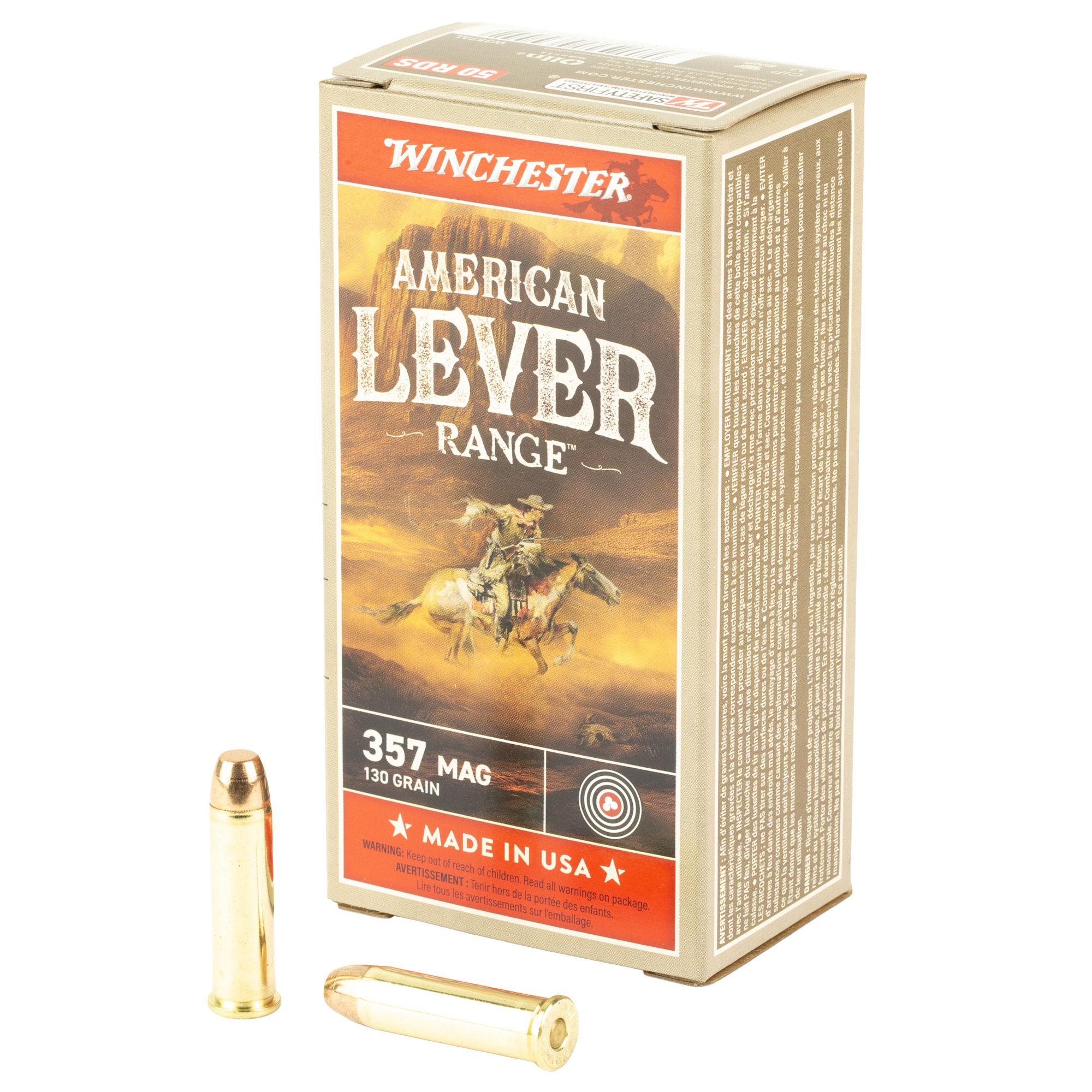 Winchester American Lever .357 Magnum 130 Grain FMJ 50 Round Box
