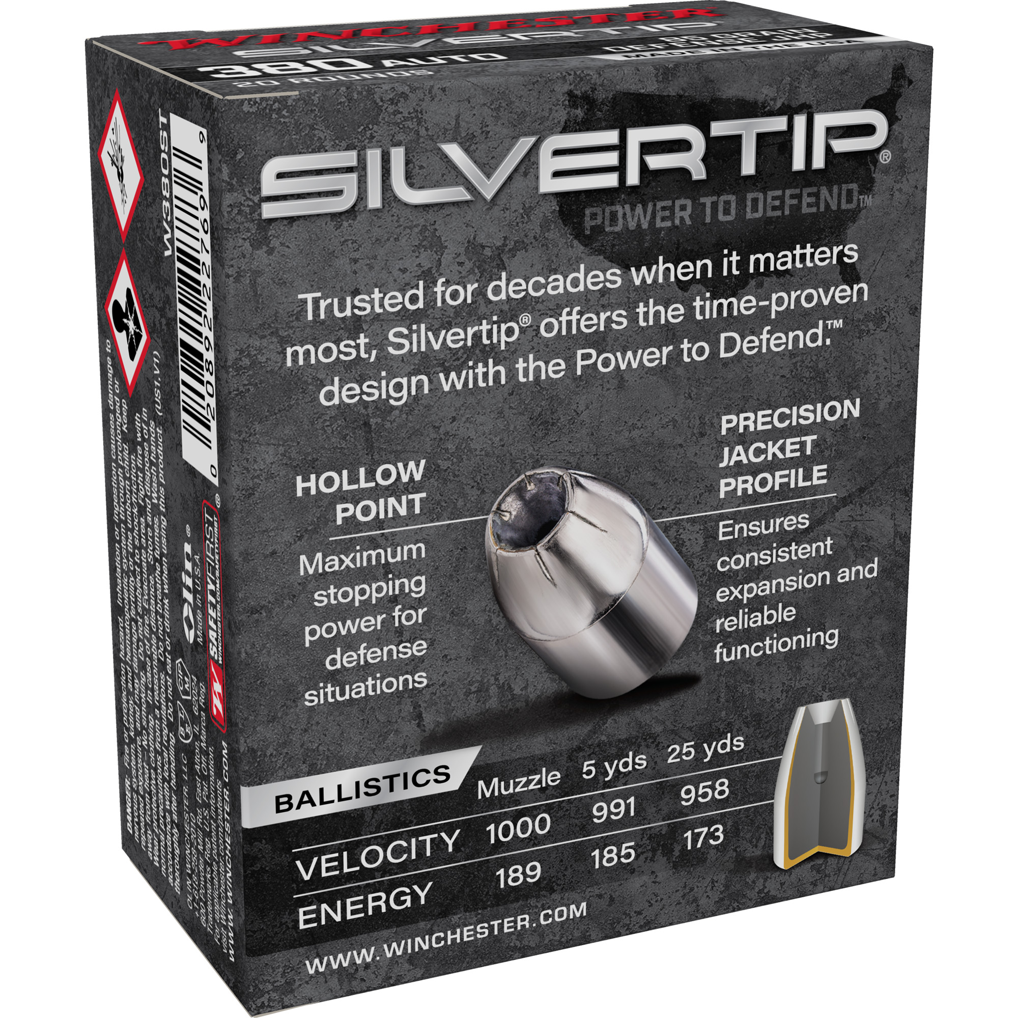 Winchester Silvertip 380 ACP 85gr – Dependable Personal Defense Ammo, 20 Rounds 4 Winchester Silvertip 380 ACP 85gr – Dependable Personal Defense Ammo, 20 Rounds - Image 4
