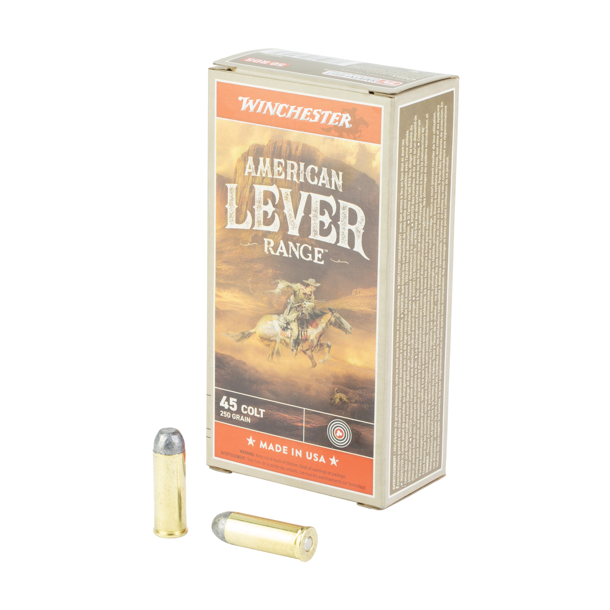 Winchester American Lever 45 Colt 250 Grain Lead Flat Nose