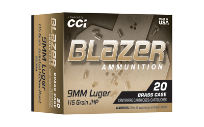 CCI BLAZER BRASS 9MM 115GR JHP 20