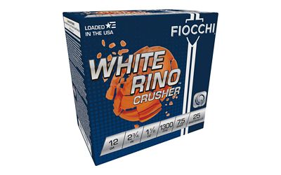 Fiocchi White Rino Crusher Exacta Target 12 Gauge 2-3/4in 1-1/8oz #7.5 Shot 25 Rounds