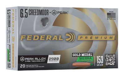 Federal Gold Medal +Peak 6.5 Creedmoor 153gr Sierra Tipped MatchKing (20 Rounds)
