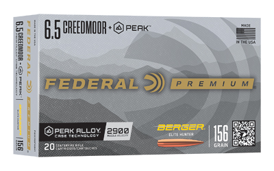 Federal Premium 6.5 Creedmoor +Peak Berger Elite Hunter 156gr 20-Round Box (10 Boxes/Case)
