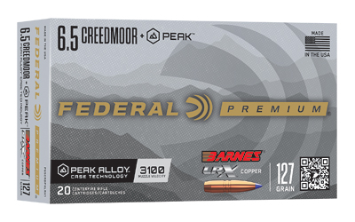 Federal Premium +Peak 6.5 Creedmoor 127gr Barnes LRX Ammunition (20-Round Box)