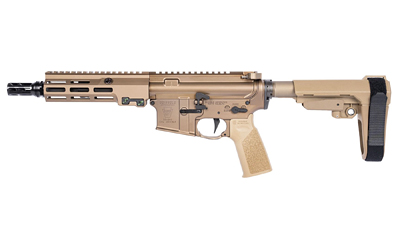 Geissele Automatics 08-518S Super Duty MOD1 300 Blackout 8" Black Threaded Barrel, Flat Dark Earth Receiver w/Picatinny Rail, Flat Dark Earth Synthetic SB Tactical SBA3 Brace, FDE A17 Grip