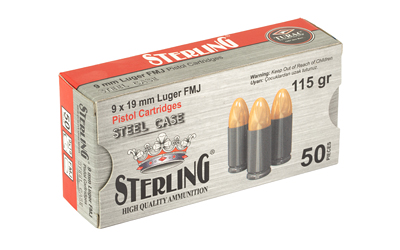 STERLING 9MM 115GR FMJ STEEL 50/1500