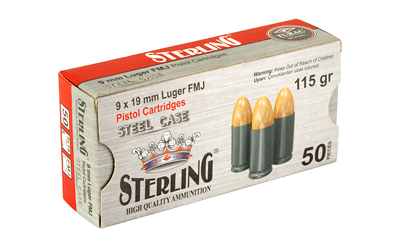 STERLING 9MM 115GR FMJ STEEL 50/1500
