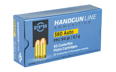 PPU 380ACP FMJ 94GR 50/1000