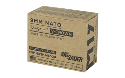 SIG AMMO 9MM M17 124GR +P JHP 20/200