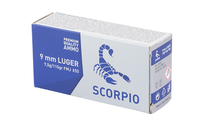 SCORPIO AMMO 9MM 115GR FMJ 50/1000
