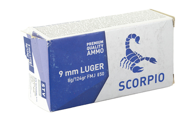 SCORPIO AMMO 9MM 124GR FMJ 50/1000