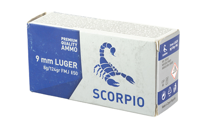 SCORPIO AMMO 9MM 124GR FMJ 50/1000
