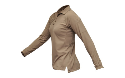 VERTX COLDBLACK WMN L/S POLO TAN LRG